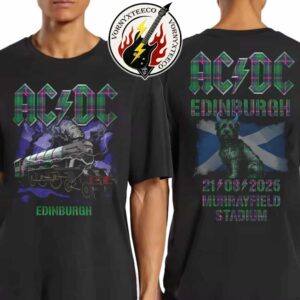 ACDC Edinburgh PWR UP Event Tee Tour 2025 On August 21st At Murrayfield Stadium In Edinburgh Scotland Two Sided Print Unisex T-Shirt