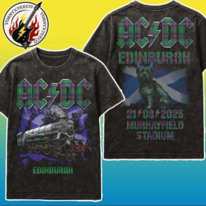 ACDC Edinburgh PWR UP Merchandise Tee Tour 2025 On August 21st At Murrayfield Stadium In Edinburgh Scotland Washed T-Shirt