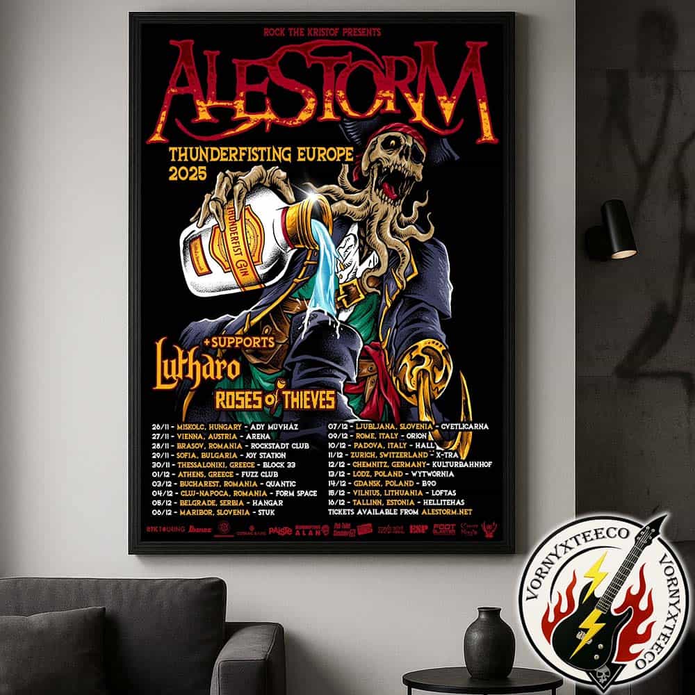 Alestorm Thunderfisting Europe Tour 2025 Dates List For November And December Kicks Off In Miskolc Hungary On November 26 Poster Canvas
