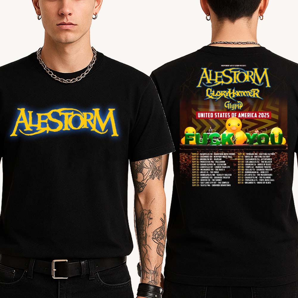 Alestorm United Sates Of America 2025 Tour Dates List Kick Off On September 12th In Nashville TN With Gloryhammer And Glyph T-Shirt Alestorm United Sates Of America 2025 Tour Dates List Kick Off On September 12th In Nashville TN With Gloryhammer And Glyph T-Shirt