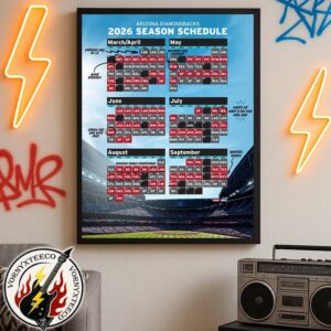 Arizona Diamondbacks MLB 2026 Regular Season Schedule Home Decor Poster Canvas