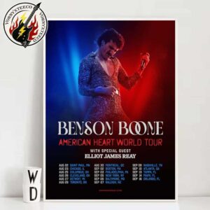Benson Boone American Heart World Tour 2025 Cities List For August And September 2025 Home Decor Poster Canvas