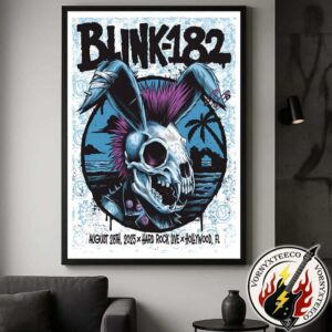Blink-182 Poster First Show In Hollywood FL At Hard Rock Live On August 28th Missionary Impossible 2025 Tour Home Decor Poster Canvas