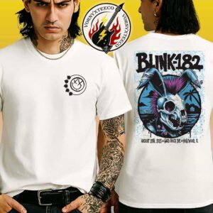 Blink-182 Poster First Show In Hollywood FL At Hard Rock Live On August 28th Missionary Impossible 2025 Tour Two Sided Print T-Shirt