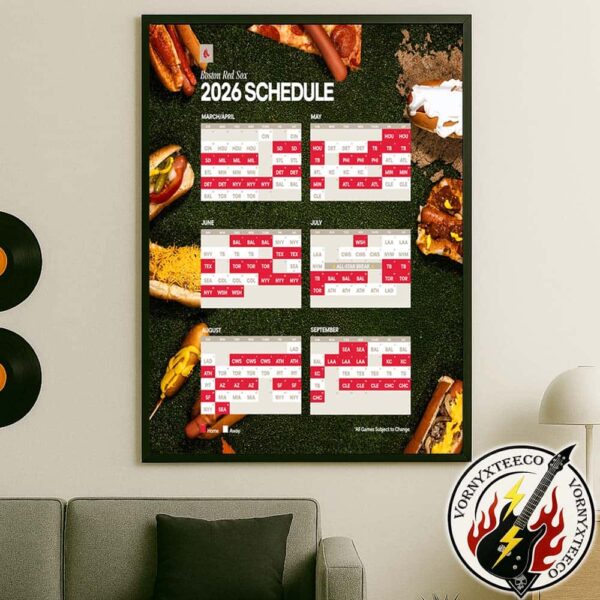 Boston Red Sox MLB 2026 Regular Season Schedule Home Decor Poster Canvas
