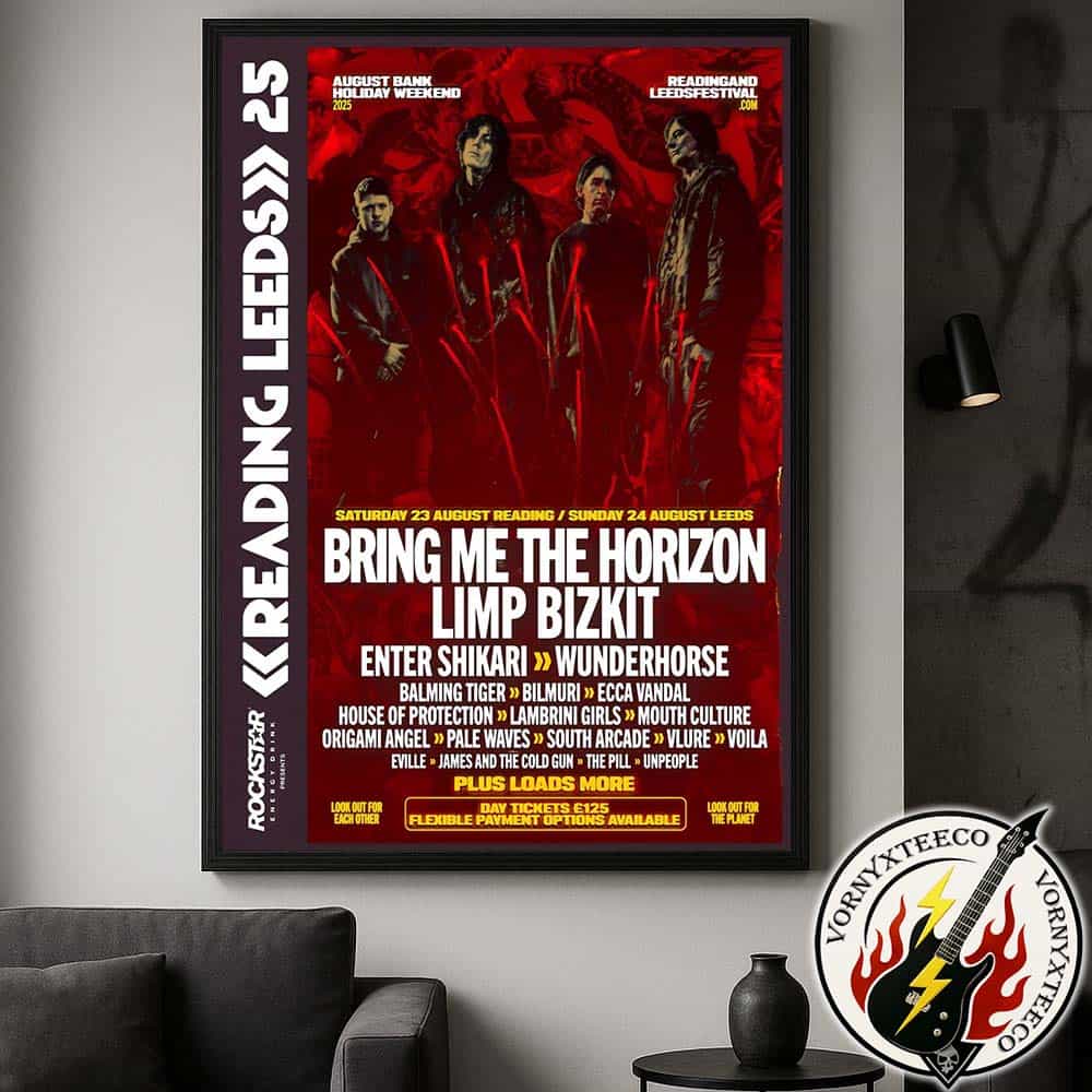 Bring Me the Horizon And Limp Bizkit Reading And Leeds Festival 2025 Lineup Poster In England On August 21 To August 24 Poster Canvas Bring Me the Horizon And Limp Bizkit Reading And Leeds Festival 2025 Lineup Poster In England On August 21 To August 24 Poster Canvas