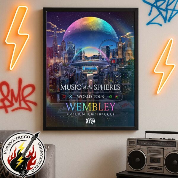 Coldplay Music Of The Spheres World Tour 2025 Show Poster In Wembley On August 22 23 26 27 30 31 And September 3 4 7 8 Poster Canvas