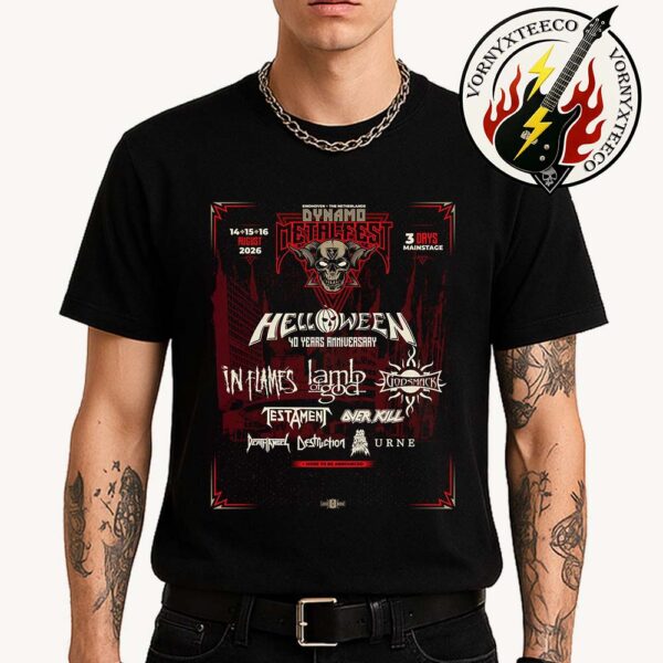 Dynamo Metalfest 2026 Helloween 40 Years Anniversary 3 Days Mainstage On August 14th 15th 16th In Eindhoven The Netherlands Unisex T-Shirt