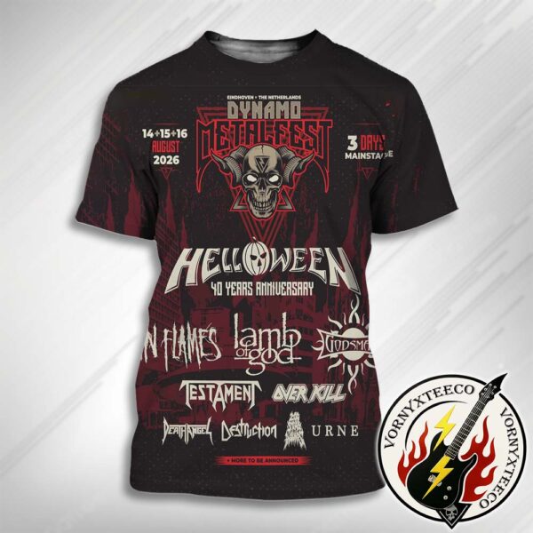 Dynamo Metalfest 2026 Helloween 40 Years Anniversary In Eindhoven NL 3 Days Mainstage On August 14th 15th 16th All Over Print T-Shirt