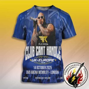 Flo Rida Club Can’t Handle 2025 UK And Europe Tour Poster In London UK At Ovo Wembley Arena On October 14 2025 All Over Print Shirt