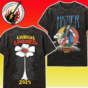 Hozier Unreal Unearth Tour 2025 Collecion Tee Black Flower Washed T-Shirt