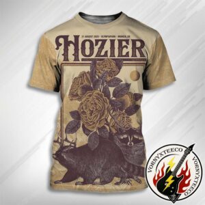 Hozier Unreal Unearth Tour 2025 Music Poster At Munich Olympic Stadium On August 30th In Munich DE All Over Print Unisex T-Shirt