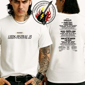 Leeds Rockstar 2025 Merch Tee Line Up In Reading And Leeds Festival 2025 Rock Star Two Sided Print White T-Shirt