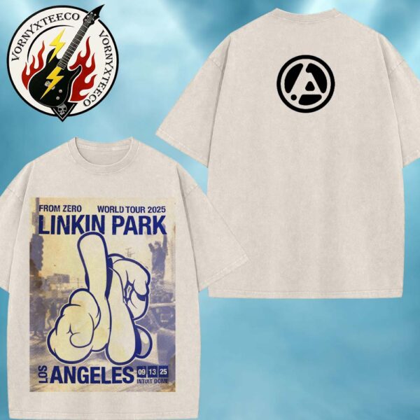 Linkin Park From Zero World Tour 2025 Music Poster On September 13th In Los Angeles CA At Intuit Dome Washed T-Shirt