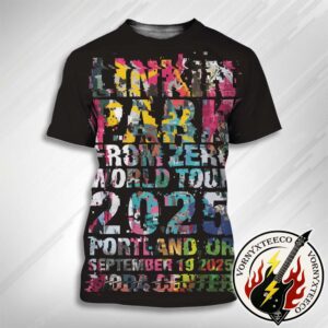 Linkin Park From Zero World Tour 2025 Poster In Portland OR On September 19th At Moda Center Art By Askew One 3D T-Shirt