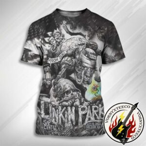 Linkin Park From Zero World Tour 2025 Poster In San Jose CA At SAP Center On September 15th Art By Jonathan Wayshack All Over Print T-Shirt