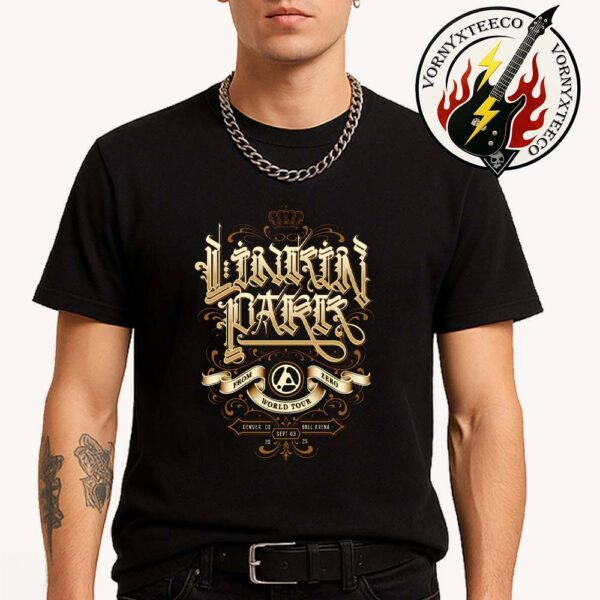 Linkin Park From Zero World Tour 2025 Show Poster In Denver CO At Ball Arena On September 3rd Black T-Shirt