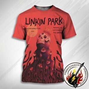 Linkin Park In Phoenix AZ From Zero Music Poster World Tour 2025 In Denver CO At Ball Arena On September 6th At PHX Arena All Over Print T-Shirt