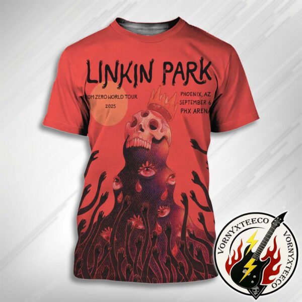 Linkin Park In Phoenix AZ From Zero Music Poster World Tour 2025 In Denver CO At Ball Arena On September 6th At PHX Arena All Over Print T-Shirt
