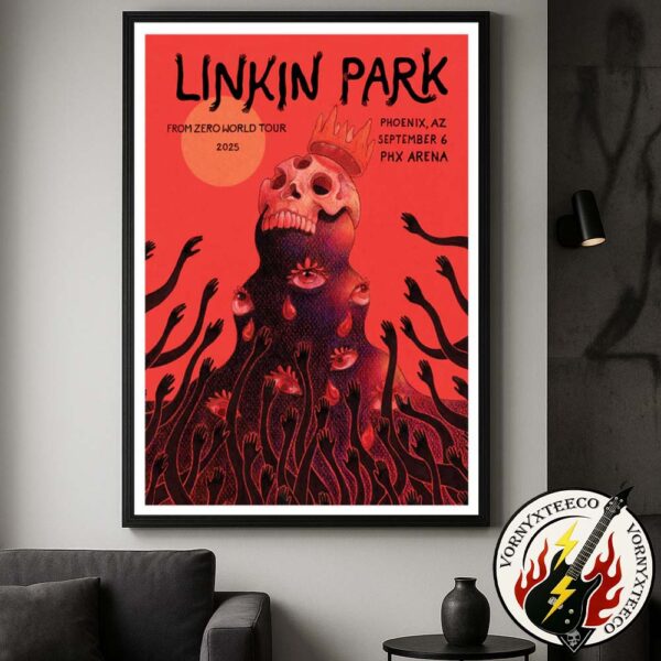 Linkin Park In Phoenix AZ From Zero Music Poster World Tour 2025 In Denver CO At Ball Arena On September 6th At PHX Arena Poster Canvas