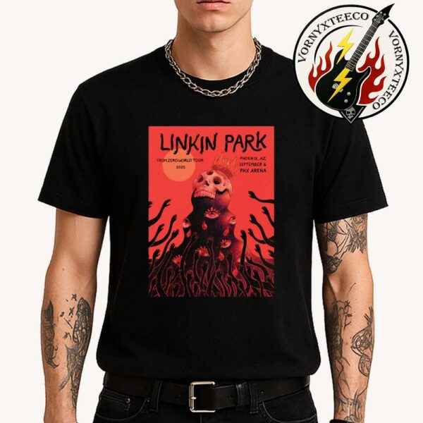 Linkin Park In Phoenix AZ From Zero Music Poster World Tour 2025 In Denver CO At Ball Arena On September 6th At PHX Arena Unisex T-Shirt