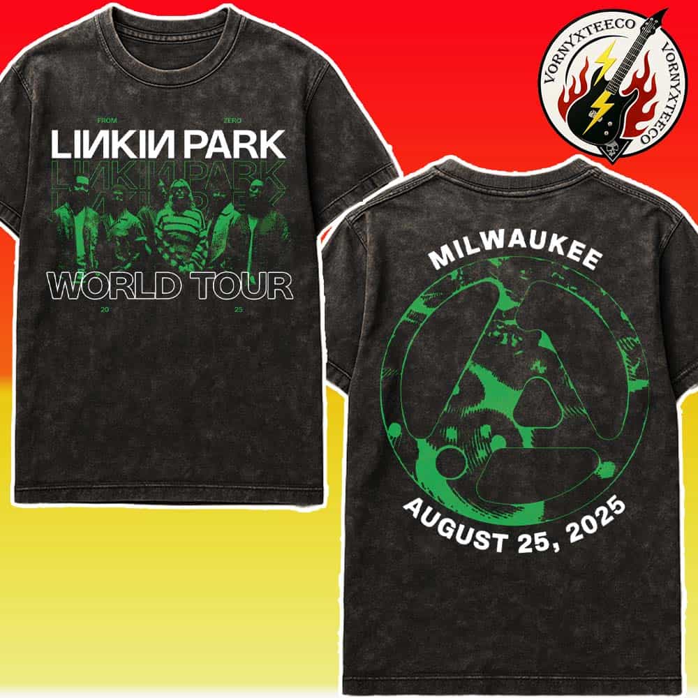 Linkin Park Milwaukee Wisconsin Merchandise Tee Official From Zero World Tour 2025 At Fiserv Forum On August 25 2025 Washed T-Shirt Linkin Park Milwaukee Wisconsin Merchandise Tee Official From Zero World Tour 2025 At Fiserv Forum On August 25 2025 Washed T-Shirt