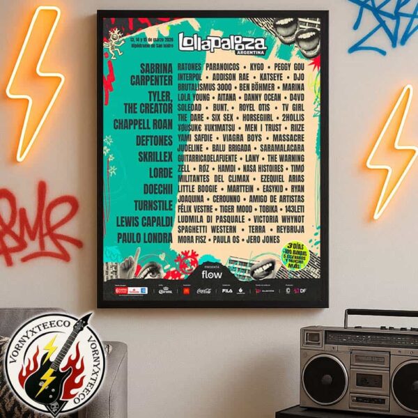 Lollapalooza Argentina Festival Music 2026 Poster Lineup At The Hipodromo De San Isidro In Buenos Aires On March 13 To 15 2026 Home Decor Poster Canvas