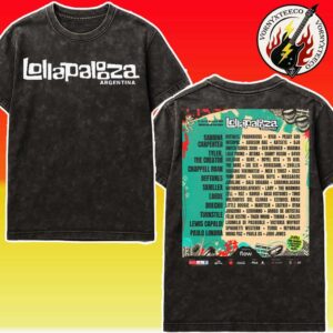 Lollapalooza Argentina Festival Music 2026 Poster Lineup At The Hipodromo De San Isidro In Buenos Aires On March 13 To 15 2026 Washed T-Shirt