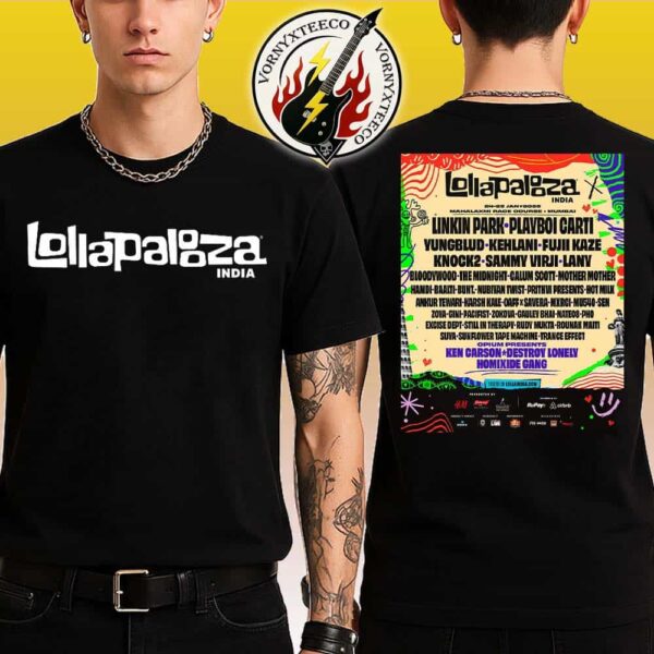 Lollapalooza India Festival Music 2026 Poster Lineup At The Mahalaxmi Racecourse In Mumbai On January 24 And 25 2026 Unisex T-Shirt