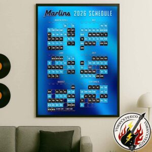 Miami Marlins MLB 2026 Regular Season Schedule Home Decor Poster Canvas