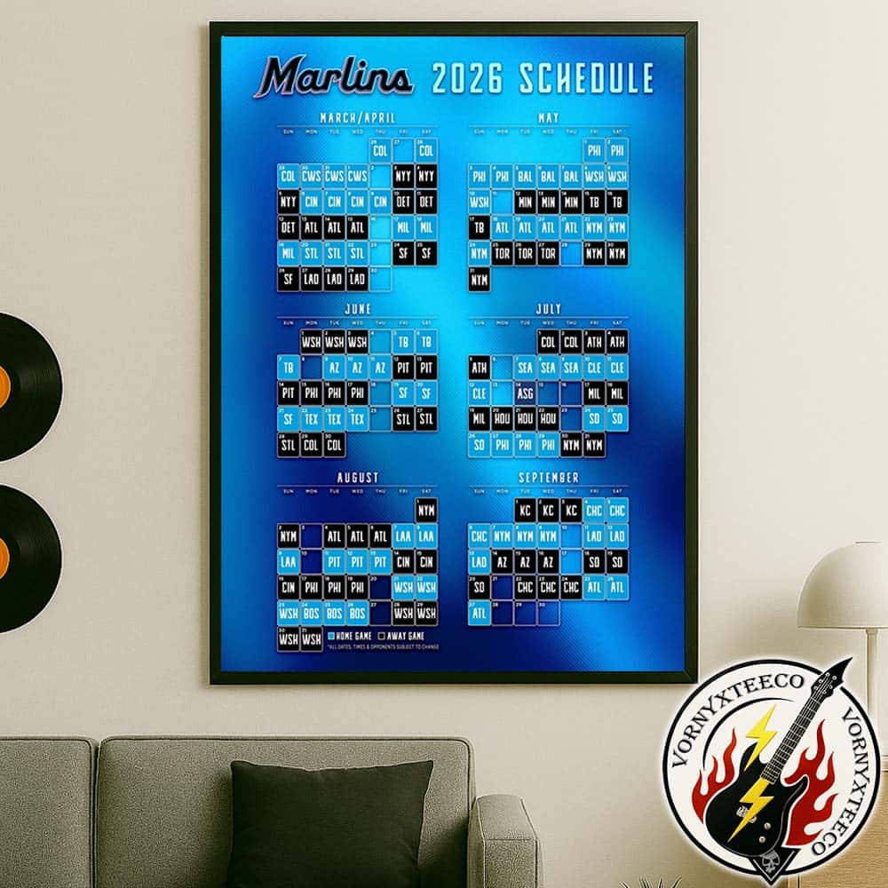 Miami Marlins MLB 2026 Regular Season Schedule Home Decor Poster Canvas Miami Marlins MLB 2026 Regular Season Schedule Home Decor Poster Canvas