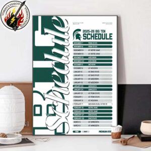 Michigan State Spartans Men’s Hockey Official The Big Ten Schedule Season 2025-26 Home Decor Poster Canvas