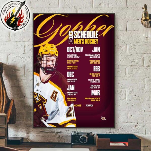 Minnesota Golden Gophers Men’s Hockey Official The Big Ten Schedule Season 2025-26 Home Decor Poster Canvas
