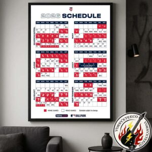 Minnesota Twins MLB 2026 Regular Season Schedule Home Decor Poster Canvas