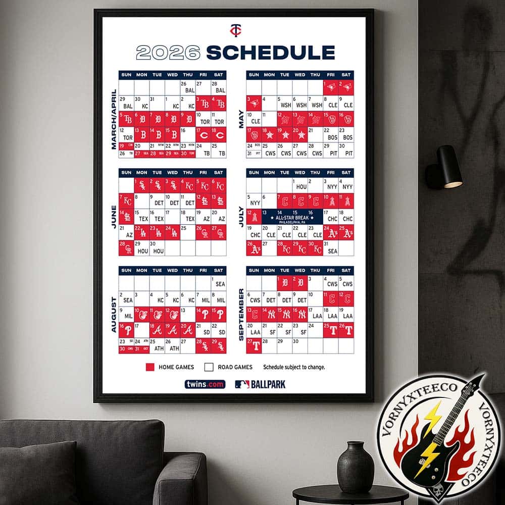 Minnesota Twins MLB 2026 Regular Season Schedule Home Decor Poster Canvas Minnesota Twins MLB 2026 Regular Season Schedule Home Decor Poster Canvas