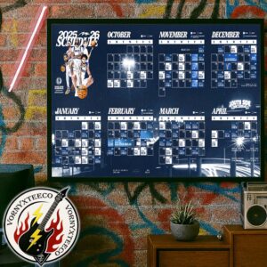 NBA Dallas Mavericks Official Schedule Season 2025-26 Poster Canvas