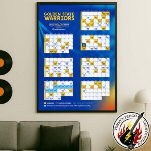 NBA Golden State Warriors Official Schedule Season 2025-26 Wall Decor Poster Canvas