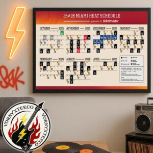 NBA Miami Heat Official Schedule Season 2025-26 Home Decor Poster Canvas