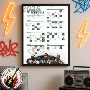 NBA Milwaukee Bucks Official Schedule Season 2025-26 Wall Decor Poster Canvas