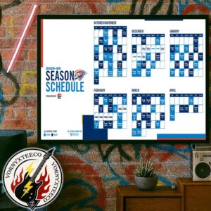NBA Oklahoma City Thunder Official Schedule Season 2025-26 Home Decor Poster Canvas