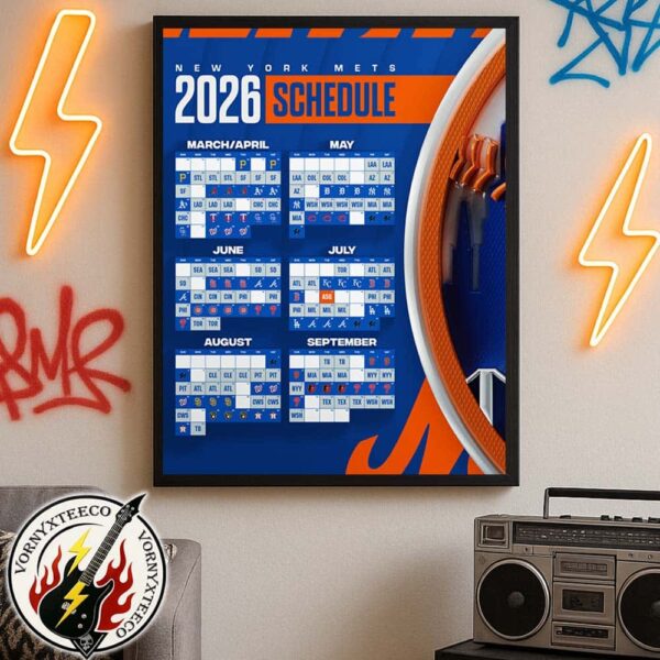 New York Mets MLB 2026 Regular Season Schedule Home Decor Poster Canvas