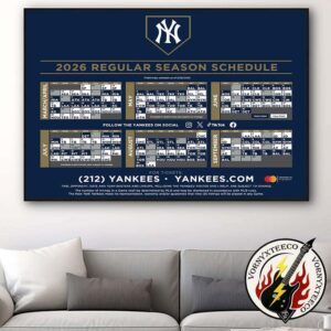 New York Yankees MLB 2026 Regular Season Schedule Home Decor Poster Canvas