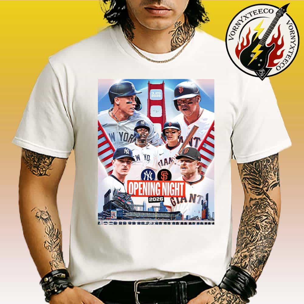 New York Yankees Vs San Francisco Giants Matchup Opening Night MLB On March 25 2026 Unisex T-Shirt New York Yankees Vs San Francisco Giants Matchup Opening Night MLB On March 25 2026 Unisex T-Shirt