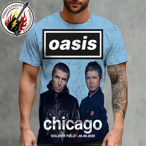 Oasis Chicago IL Live North America Tour 2025 Concert Poster At Soldier Field On August 28 All Over Print Shirt