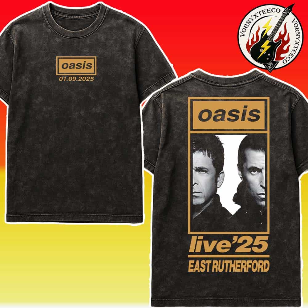 Oasis East Rutherford New Jersey 2025 Official Tee At Metlife Stadium On September 1 Oasis Live North America Tour 2025 Washed T-Shirt Oasis East Rutherford New Jersey 2025 Official Tee At Metlife Stadium On September 1 Oasis Live North America Tour 2025 Washed T-Shirt