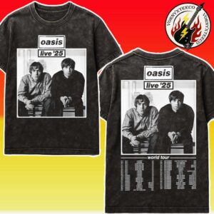 Oasis Live ’25 2025 World Tour Dates List Kicks Off In Cardiff UK On July 4th Black Washed T-Shirt