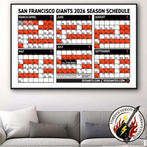 San Francisco Giants MLB 2026 Regular Season Schedule Home Decor Poster Canvas