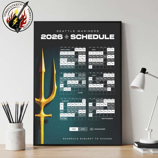 Seattle Mariners MLB 2026 Regular Season Schedule Home Decor Poster Canvas