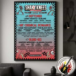 Shaky Knees Fest Music Festival 2025 Lineup Poster For Atlanta GA On September 19-21 At Piedmont Park Home Decor Poster Canvas