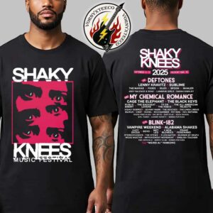 Shaky Knees Fest Music Festival 2025 Merchandise Lineup Tee On September 19-21 In Atlanta GA At Piedmont Park Black Unisex T-Shirt